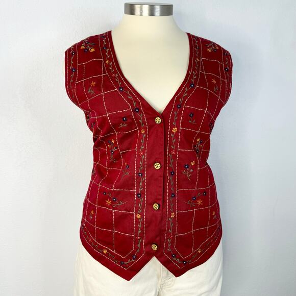 Vintage Cottagecore Grandmacore Button Front V-Neck Vest Waistcoat 22W-24W - Picture 6 of 10